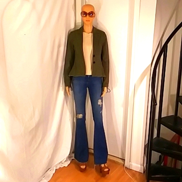 NWOT Intermix Army Green Distressed Blazer - Picture 2 of 11